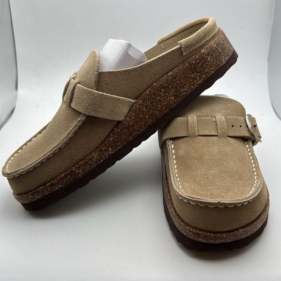 CUSHIONAIRE Women's Genuine Leather Cork Footbed Clog with Comfort 6.5 WIDE TAUP - Picture 7 of 7